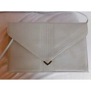 Vintage Cream Beige Flap Snap Lou Taylor Purse Clutch